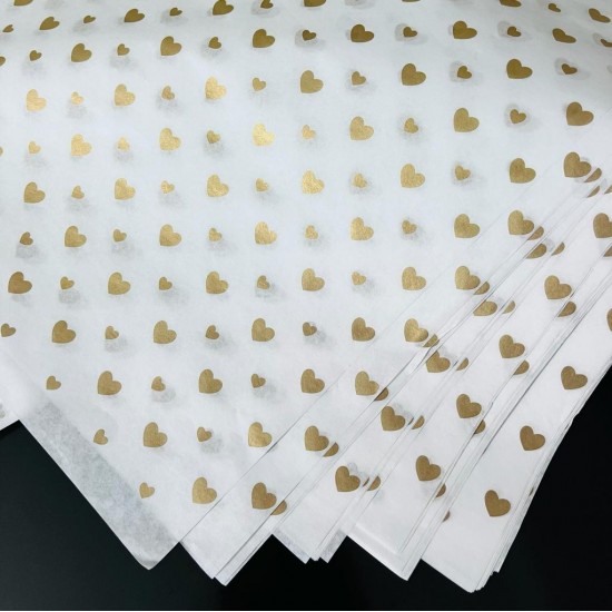 Pelur Kağıdı Gold Kalp Baskılı