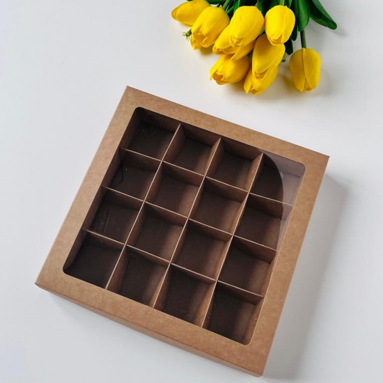 16 Bölmeli Pencereli Çikolata Kutusu