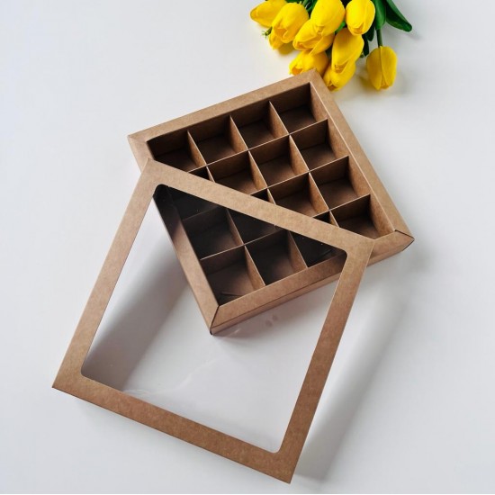 16 Bölmeli Pencereli Çikolata Kutusu