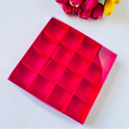 20x20x3 Asetat Kapaklı Kutu (16 Bölmeli)