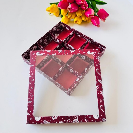 21x21x4 Pencereli Karton Kutu (9 Bölmeli)