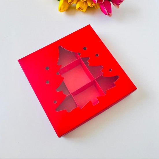 21x21x4 Pencereli Karton Kutu-Çam (9 Bölmeli)