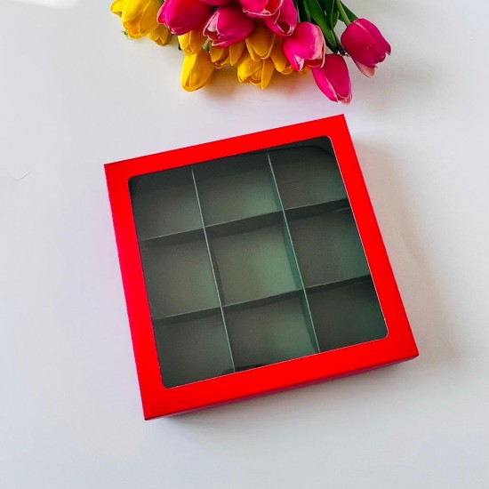 21x21x4 Pencereli Karton Kutu-Yeniyıl (9 Bölmeli)