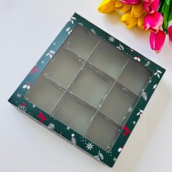 21x21x4 Pencereli Karton Kutu-Yeniyıl (9 Bölmeli)