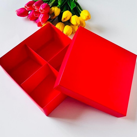 21x21x8 Karton Kutu-4 Bölmeli