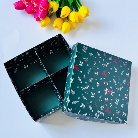 21x21x8 Karton Kutu-4 Bölmeli