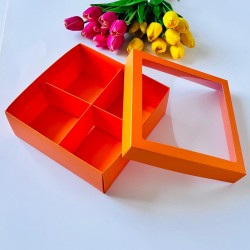 21x21x8 Pencereli Karton Kutu-4 Bölmeli