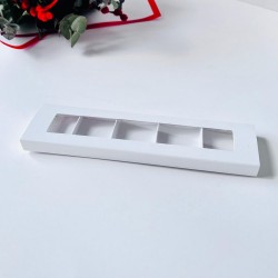 5x21x1,5 cm Beyaz Pencereli Sürgülü Kutu (5 bölmeli)