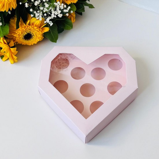 9 Bölmeli Kalp Karton Kutu