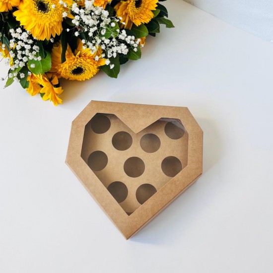 9 Bölmeli Kalp Karton Kutu