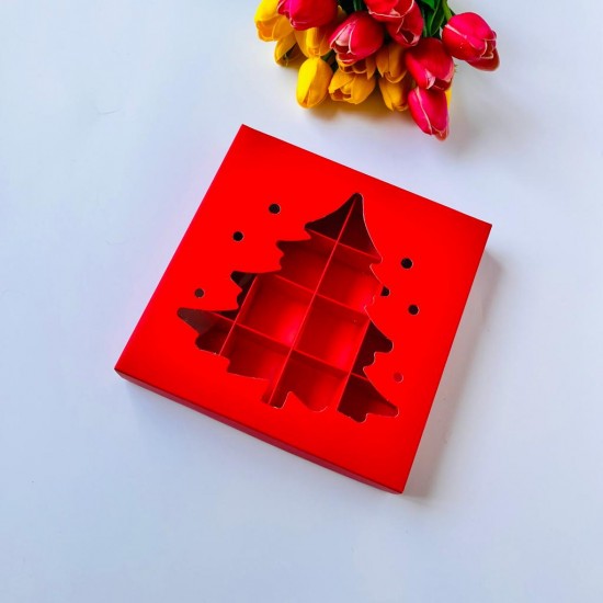 16 Bölmeli Çam Ağacı Tasarım Çikolata Kutusu