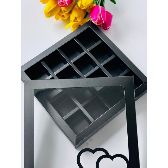 16 Bölmeli Çikolata-Bonbon Kutusu Kalp (Geniş Bölmeli)