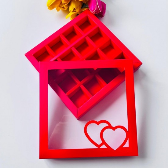 16 Bölmeli Çikolata-Bonbon Kutusu Kalp (Geniş Bölmeli)