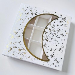 9 Bölmeli Sürgülü Çikolata Kutusu-Yaldız