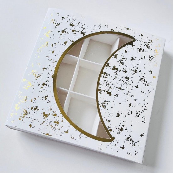 9 Bölmeli Sürgülü Çikolata Kutusu-Yaldız