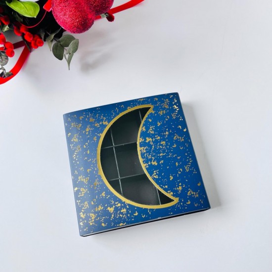 9 Bölmeli Sürgülü Çikolata Kutusu-Yaldız