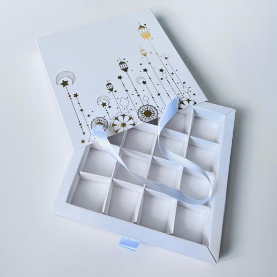 16 Bölmeli Ramazan Bayramı Temalı Çanta Model Bonbon Kutusu Gold Yaldız 