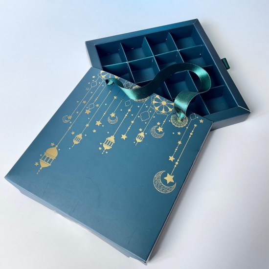 16 Bölmeli Ramazan Bayramı Temalı Çanta Model Bonbon Kutusu Gold Yaldız 