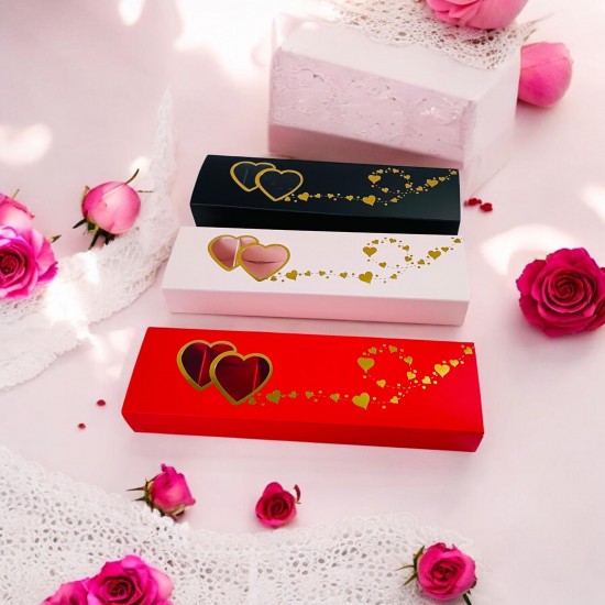 5 Bölmeli İkili Kalp Tasarım Gold Yaldızlı Çikolata Kutusu