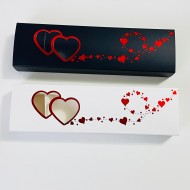 5 Bölmeli İkili Kalp Tasarım Kırmızı Yaldızlı Çikolata Kutusu