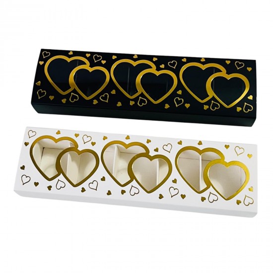5 Bölmeli Kalp Tasarım Gold Yaldızlı Çikolata Kutusu 