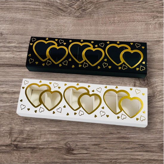 5 Bölmeli Kalp Tasarım Gold Yaldızlı Çikolata Kutusu 