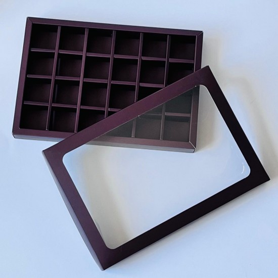 24 Bölmeli Pencereli Çikolata-Bonbon Kutusu 