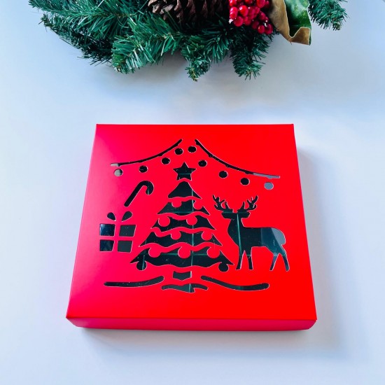 16 Bölmeli Yılbaşı Temalı Tasarım Bonbon Çikolata Kutusu