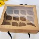 25x30x9 Cupcake Taşıma Kutusu Pencereli 12'li