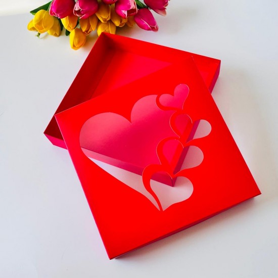 21x21x4 Pencereli Karton Kutu-Kalp