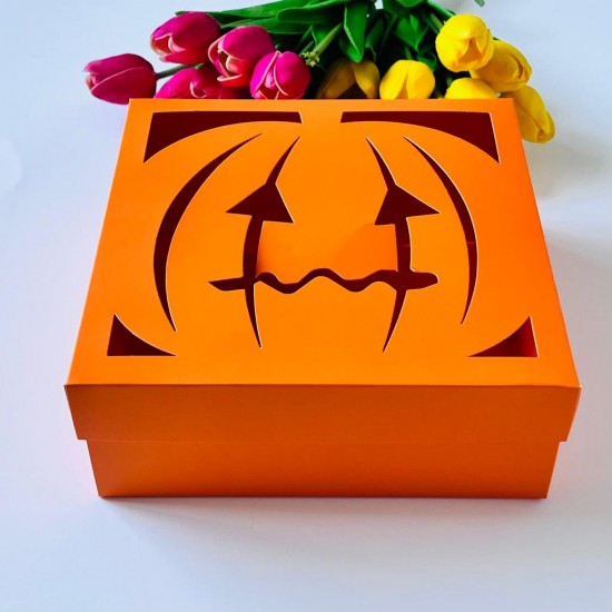 21x21x8 Pencereli Karton Kutu-Halloween