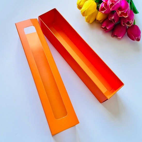 5x5x25 Pencereli Sürgülü Makaron Kutusu