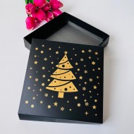 18x18x4 Gold Yaldız Yılbaşı Tasarım Karton Kutu