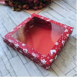 20x20x5 Pencereli Karton Kutu Yılbaşı 