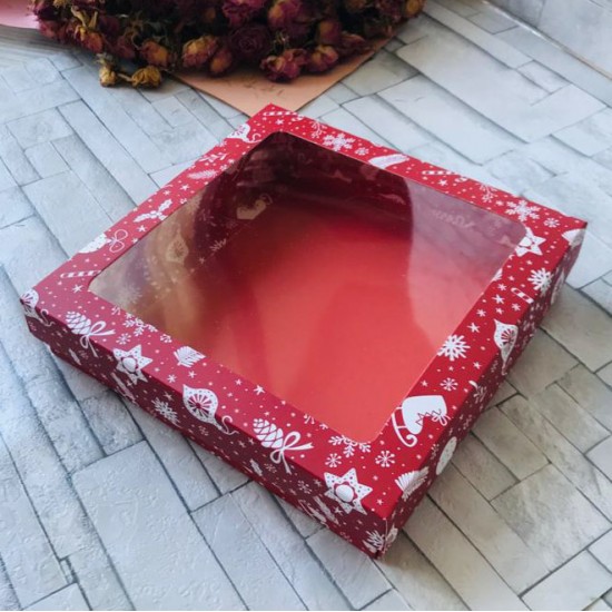 20x20x5 Pencereli Karton Kutu Yılbaşı 