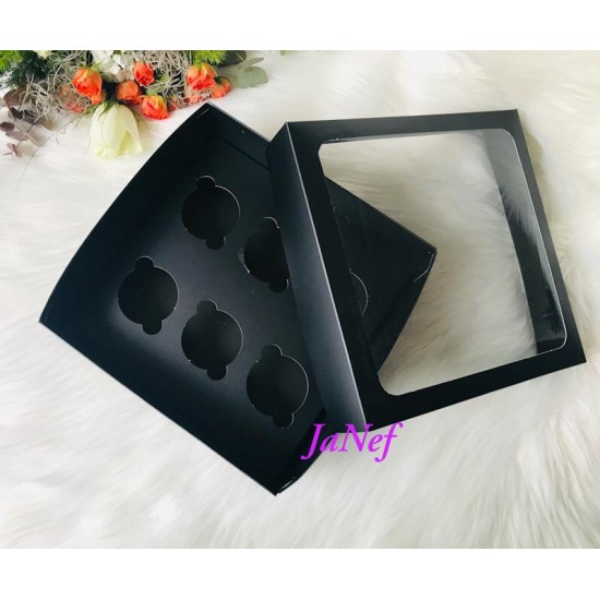 25x25x10 Cupcake Kutusu Pencereli 6'lı