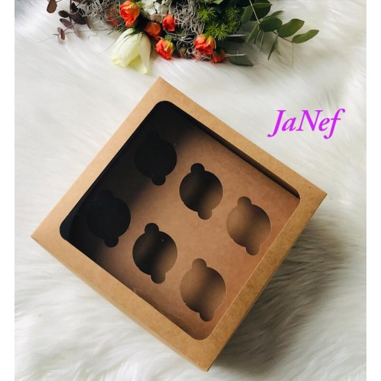 25x25x10 Cupcake Kutusu Pencereli 6'lı