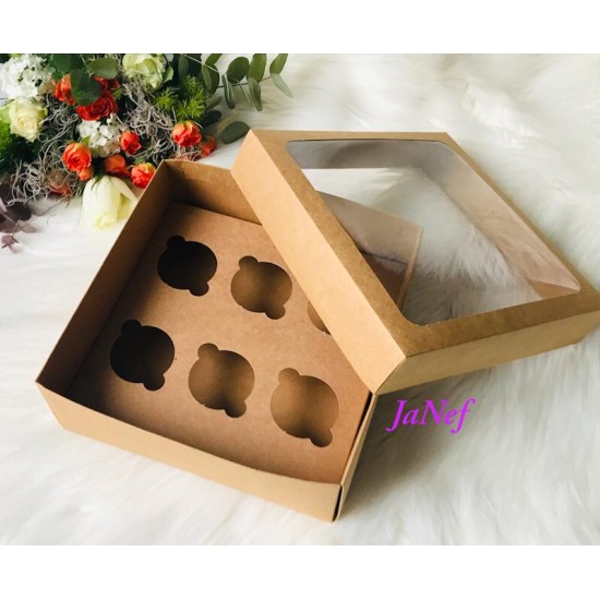 25x25x10 Cupcake Kutusu Pencereli 6'lı