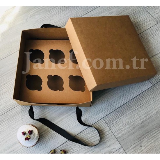 25x25x10 Cupcake Taşıma Kutusu 6'lı