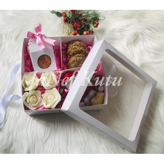 25x25x10 Pencereli Taşıma Kutusu-4 Bölmeli