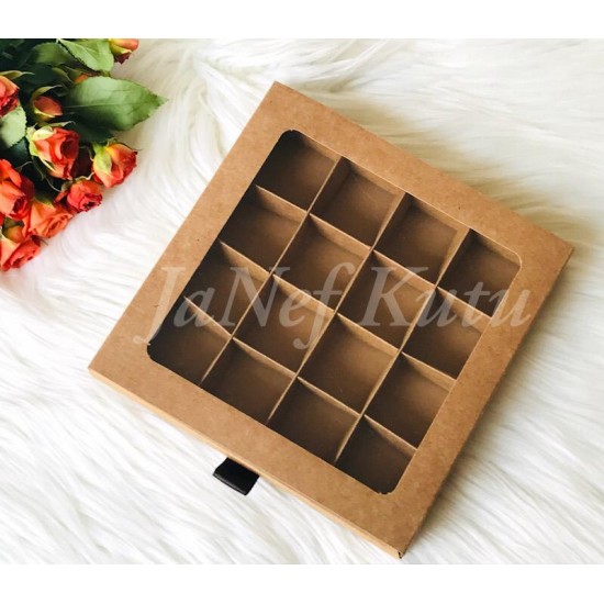 16 Bölmeli Sürgülü Çikolata-Bonbon Kutusu 