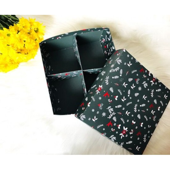 25x25x10 Karton Kutu Yılbaşı-4 Bölmeli