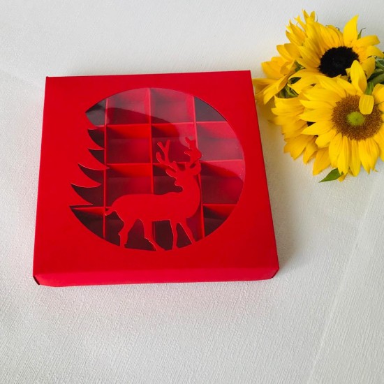 16 Bölmeli Geyik Tasarım Bonbon Çikolata Kutusu