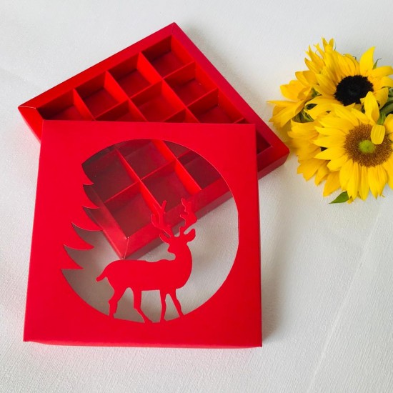 16 Bölmeli Geyik Tasarım Bonbon Çikolata Kutusu