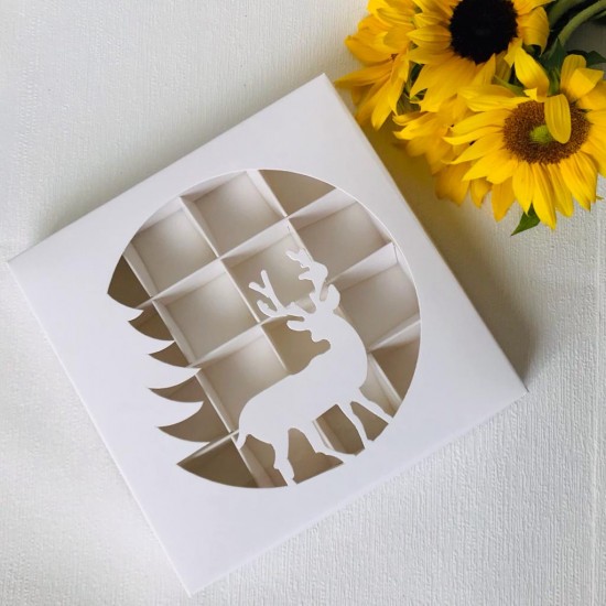 16 Bölmeli Geyik Tasarım Bonbon Çikolata Kutusu