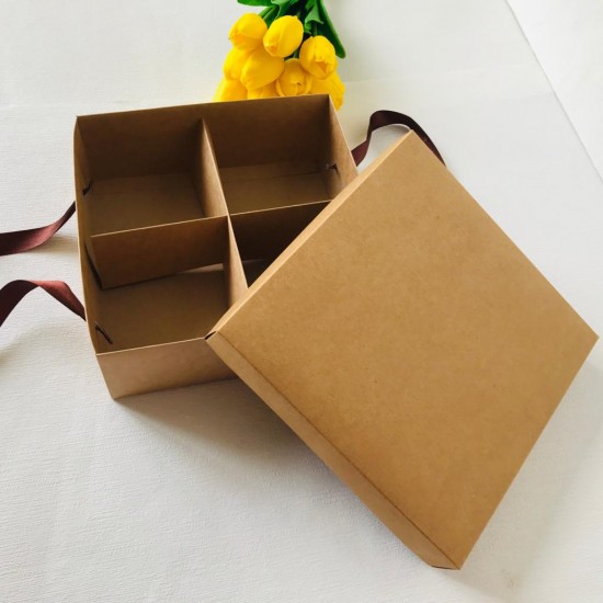 21x21x8 Karton Taşıma Kutusu-4 Bölmeli