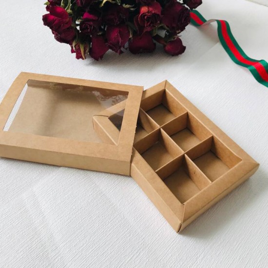 6 Bölmeli Pencereli Çikolata Kutusu