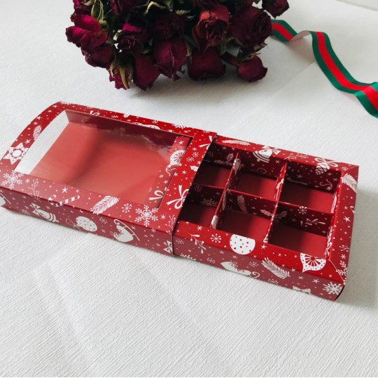 6 Bölmeli Pencereli Çikolata Kutusu