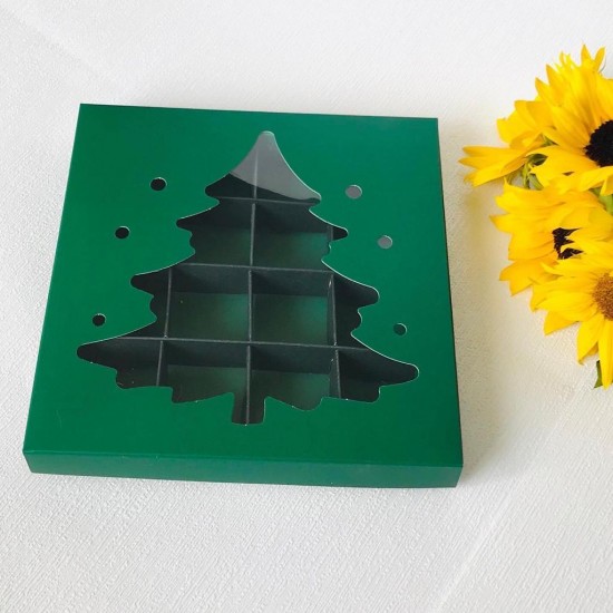 16 Bölmeli Çam Ağacı Tasarım Çikolata Kutusu