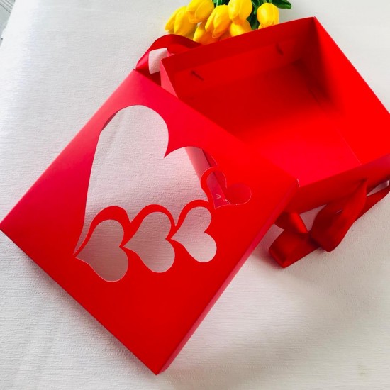 21x21x8 Pencereli Taşıma Kutusu-Kalp